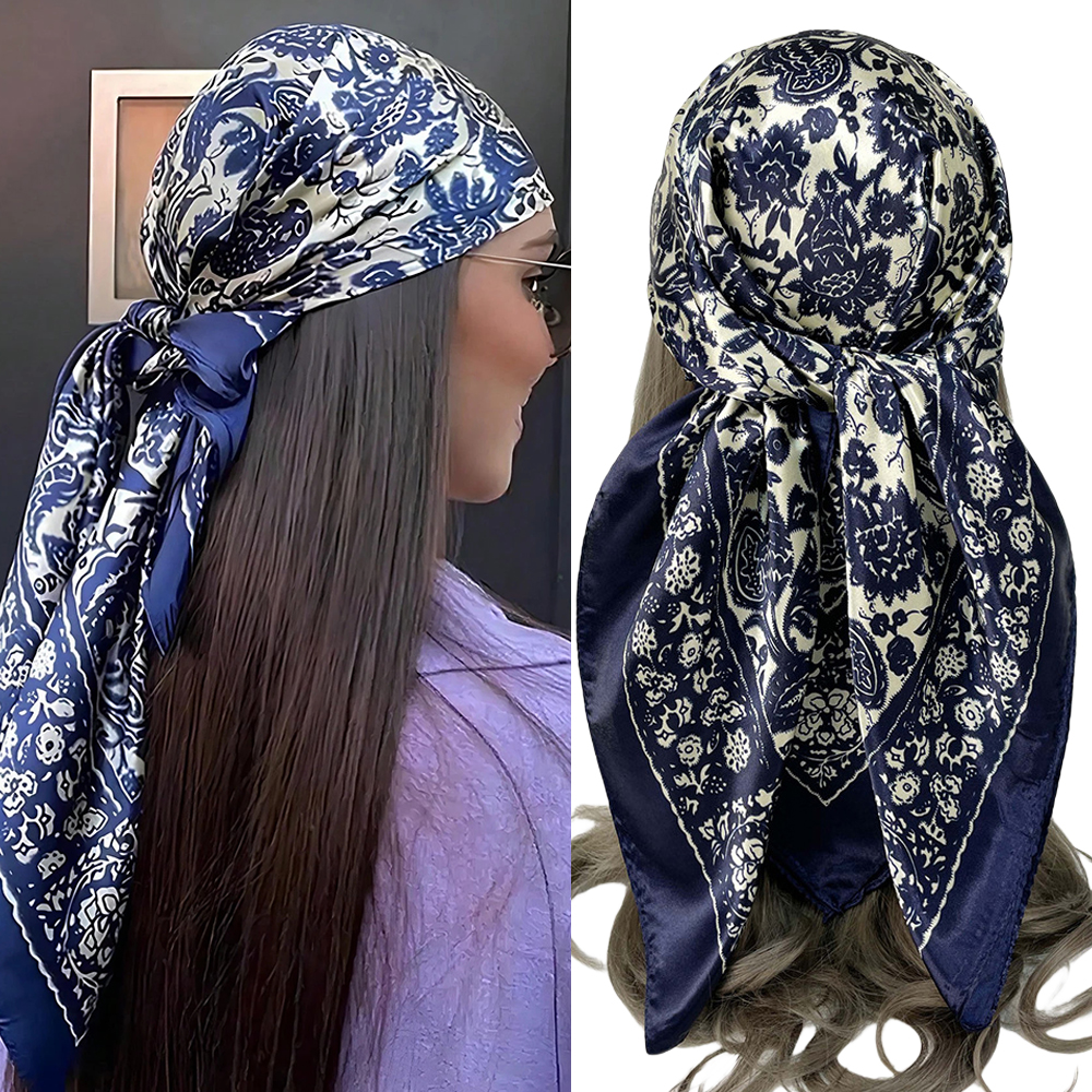 Headband Summer Knit - 90*90cm Hijab Scarves Women Cashew Print