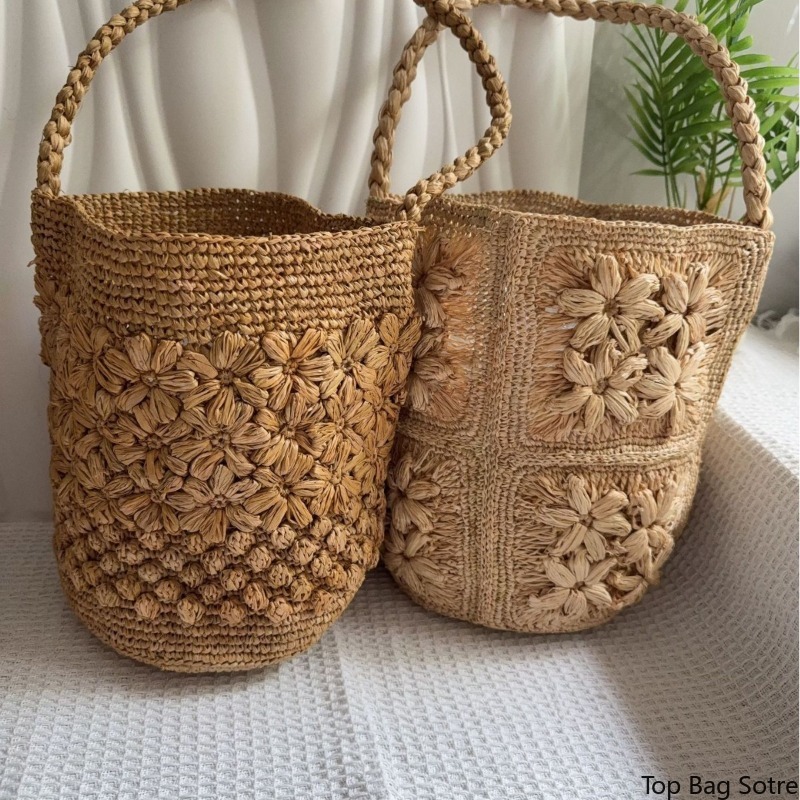 Women's Crochet Raffia Bucket  – Crochet Bag Raffia recenzja i cena