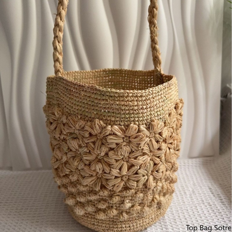 Women's Crochet Raffia Bucket  – Crochet Bag Raffia recenzja i cena