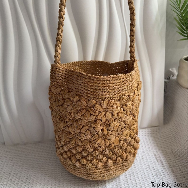 Women's Crochet Raffia Bucket  – Crochet Bag Raffia recenzja i cena