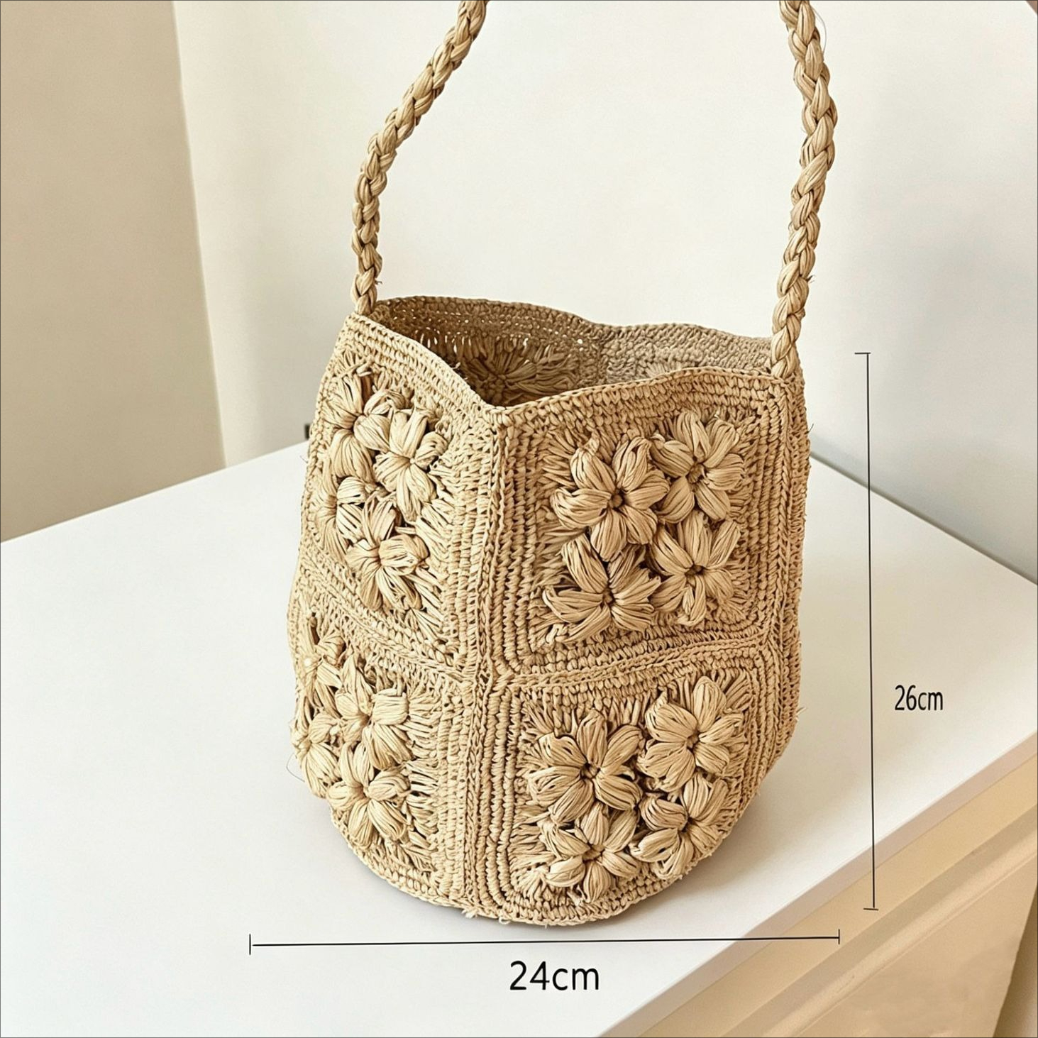 Women's Crochet Raffia Bucket  – Crochet Bag Raffia recenzja i cena