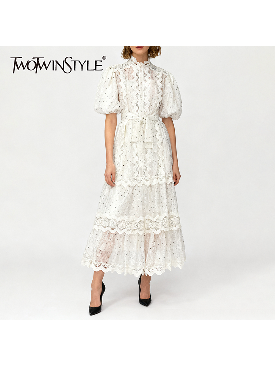 TWOTWINSTYLE Dot Print Sheer D – Linen Dress Wrap recenzja i cena