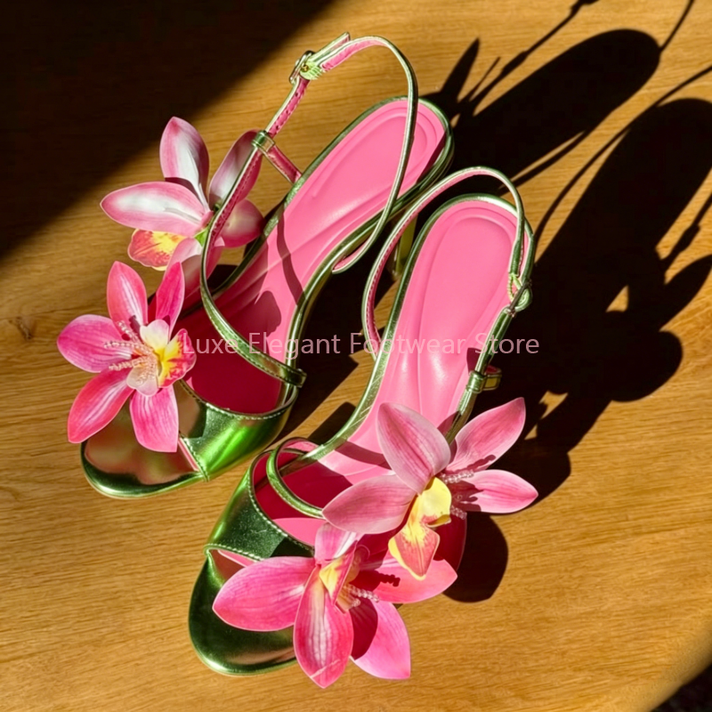 Red Flower Decor Back Strap Ho – Sandal Strappy Heeled recenzja i cena