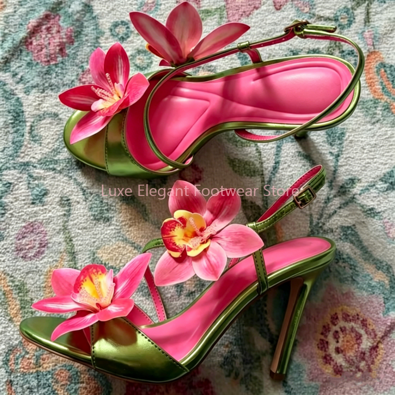 Red Flower Decor Back Strap Ho – Sandal Strappy Heeled recenzja i cena