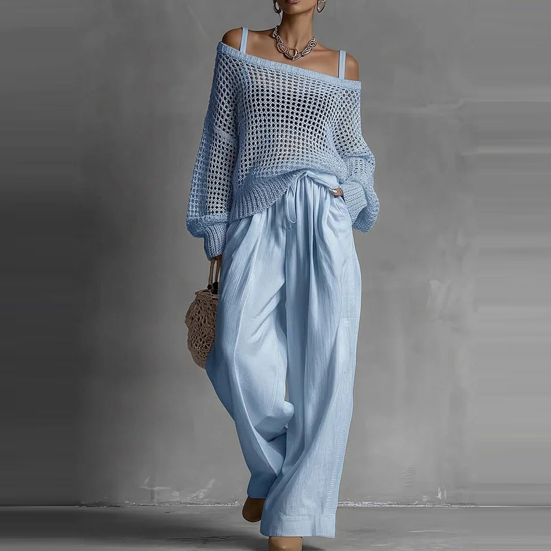 Fashion Solid One Shoulder Lon – Linen Pant Wide recenzja i cena