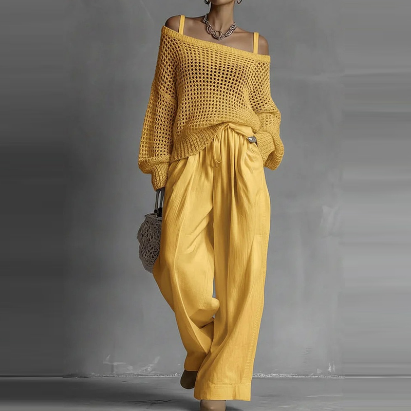 Fashion Solid One Shoulder Lon – Linen Pant Wide recenzja i cena