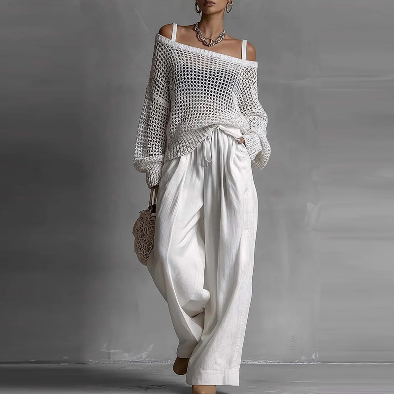 Fashion Solid One Shoulder Lon – Linen Pant Wide recenzja i cena