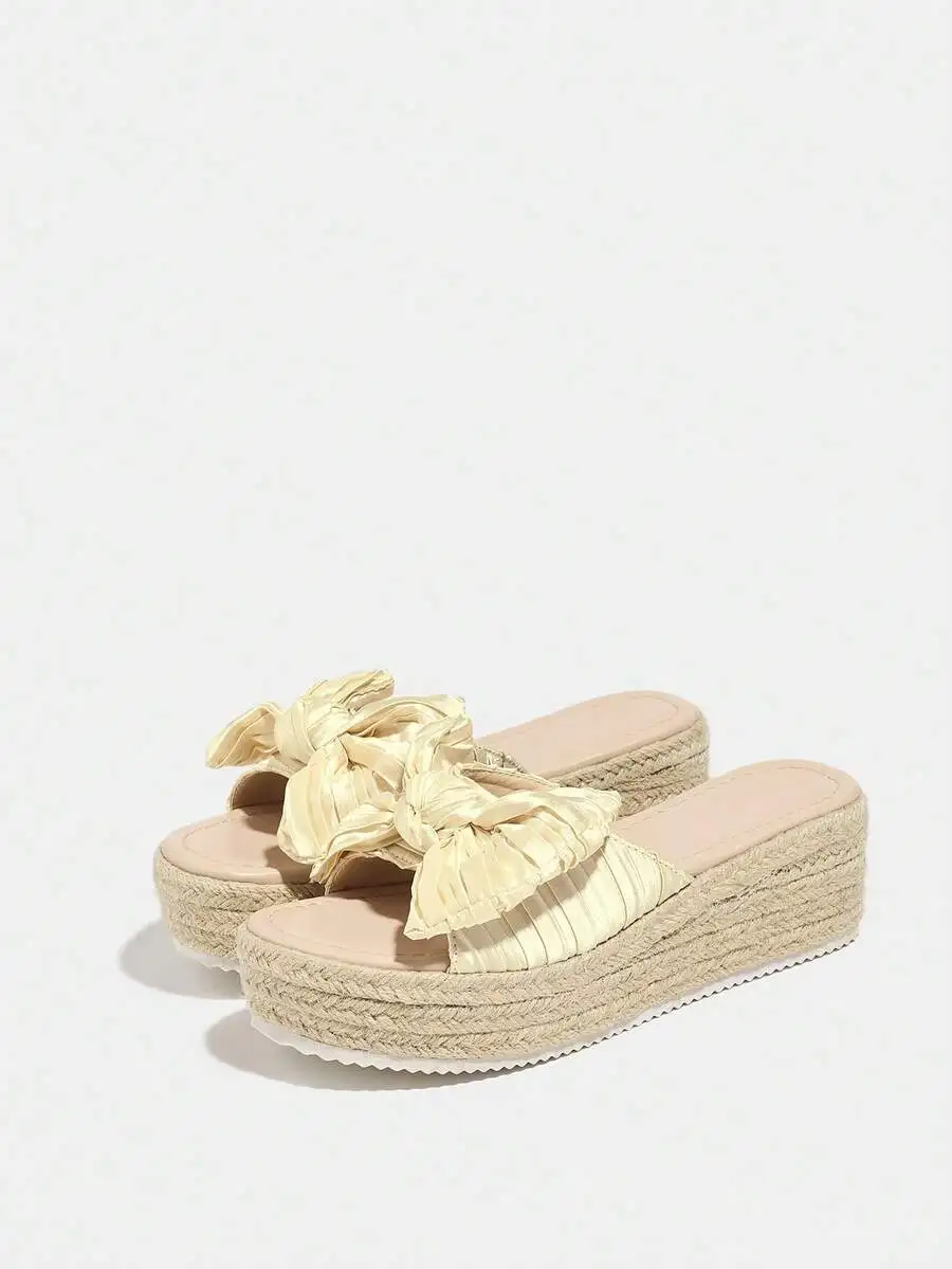 Pleated Satin Bow Espadrille P – Wedge Espadrille Women recenzja i cena