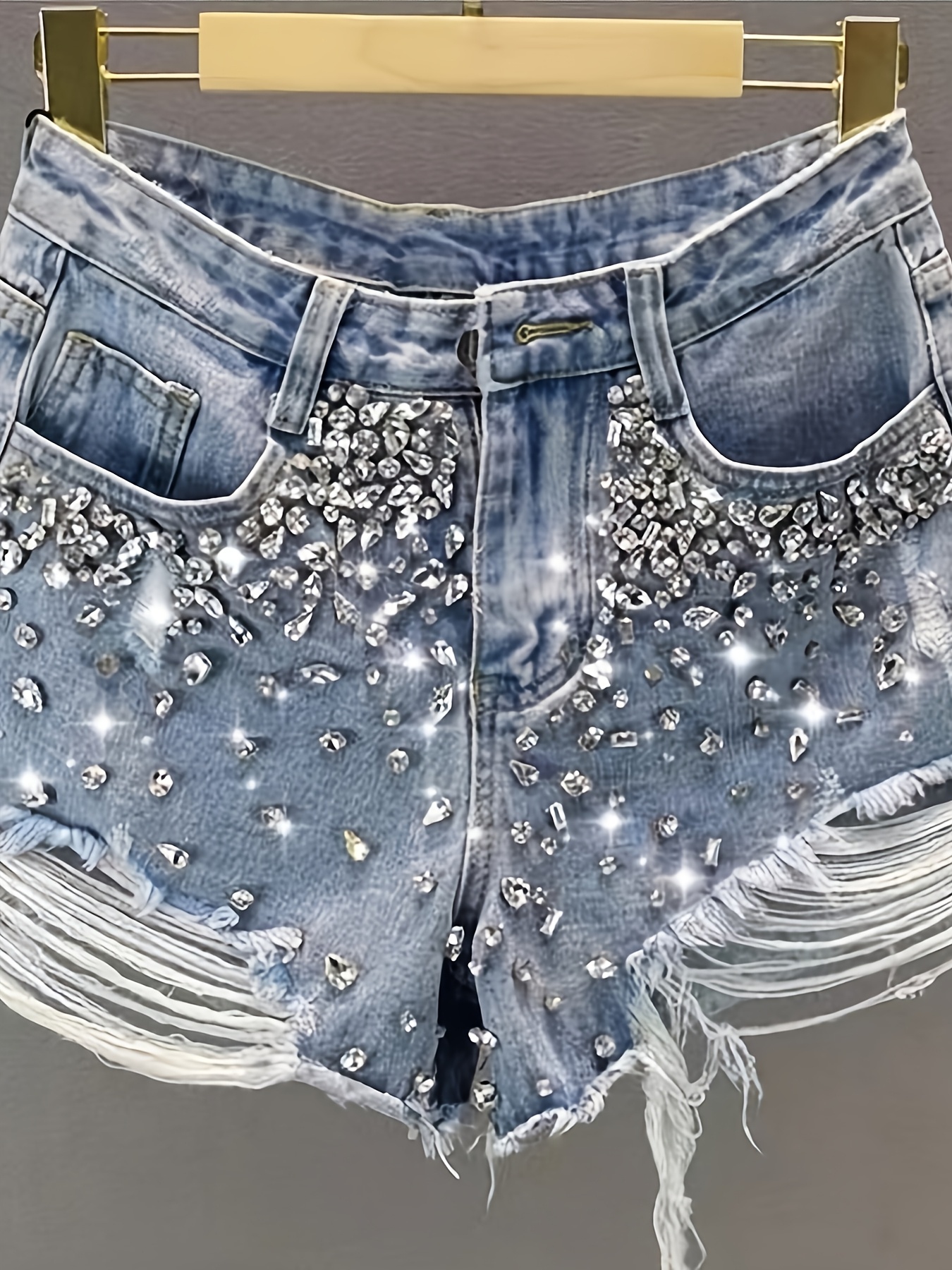 Hot girl style rhinestone ripp – Shorts Denim Frayed recenzja i cena