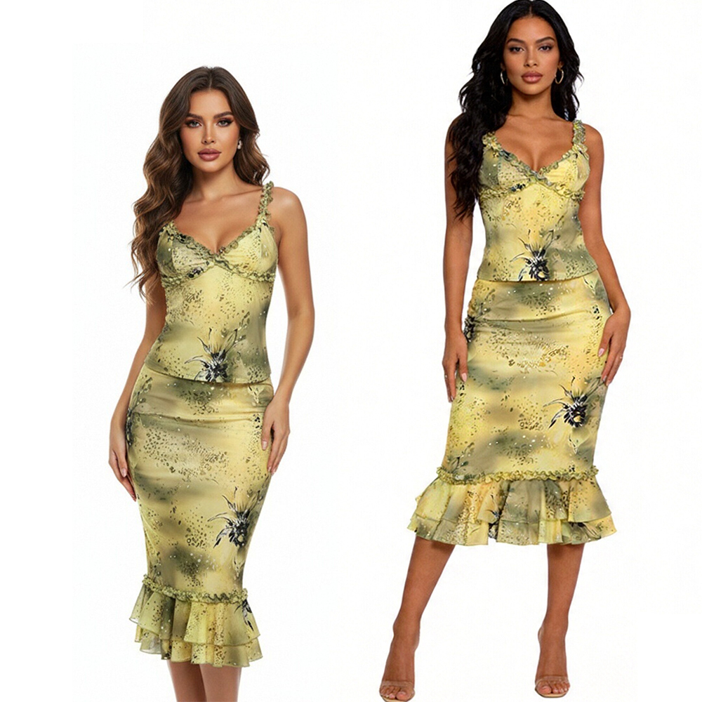 Women's Dress 2 Piece Floral P – Midi Skirt Floral recenzja i cena