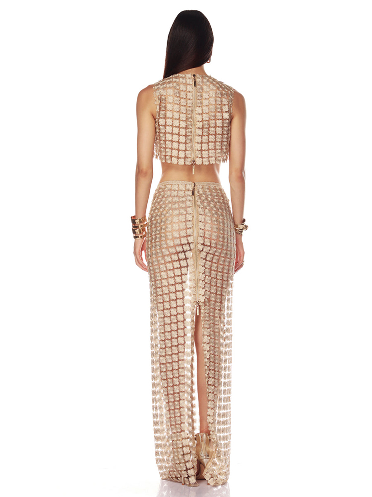 VC Stylish Beige Sleeveless Cr – Crop Top Crochet recenzja i cena