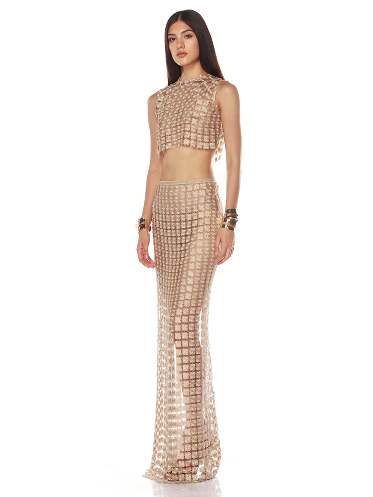 VC Stylish Beige Sleeveless Cr – Crop Top Crochet recenzja i cena