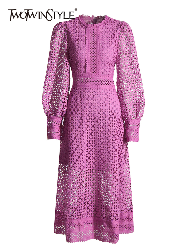 TWOTWINSTYLE Embroidery Cut Ou – Linen Dress Wrap recenzja i cena