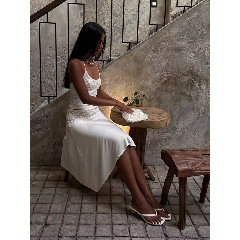 Sexy Lace Patchwork Sling Top  – Maxi Dress Halter recenzja i cena