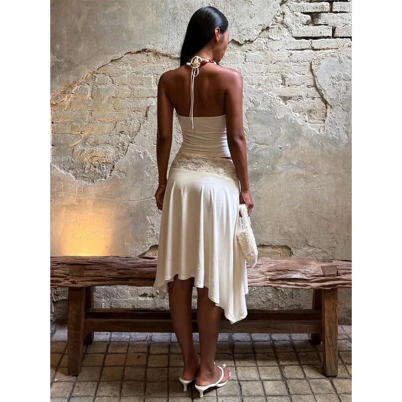 Sexy Lace Patchwork Sling Top  – Maxi Dress Halter recenzja i cena