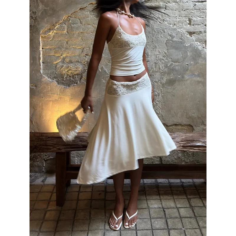 Sexy Lace Patchwork Sling Top  – Maxi Dress Halter recenzja i cena