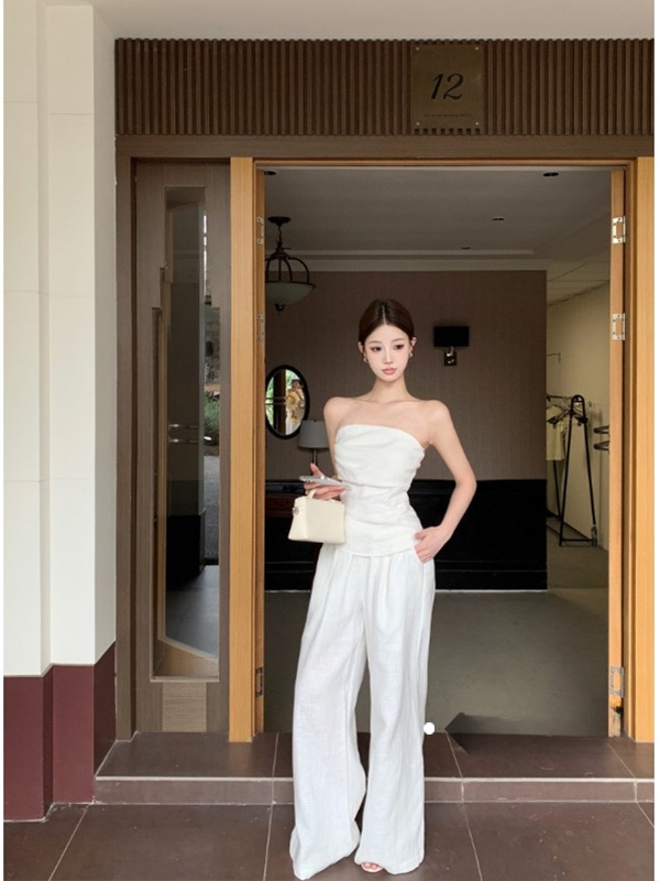 Elegant Cotton Linen Set Women – Linen Pant Wide recenzja i cena