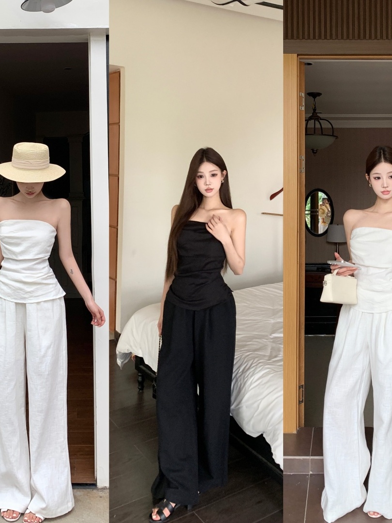 Elegant Cotton Linen Set Women – Linen Pant Wide recenzja i cena