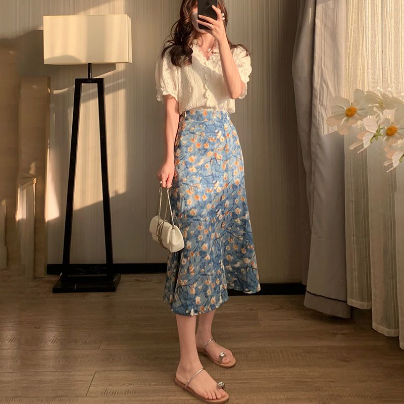 Women's Summer Two-Piece Set L – Midi Skirt Floral recenzja i cena