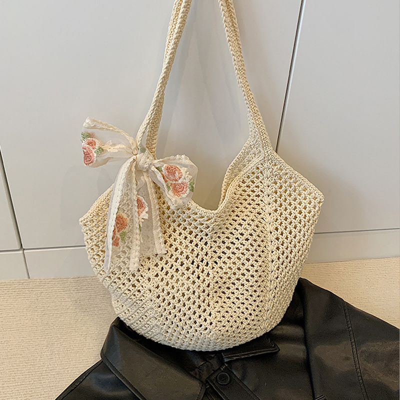 Summer Lace Bow Tote Bags Wome – Crochet Bag Raffia recenzja i cena