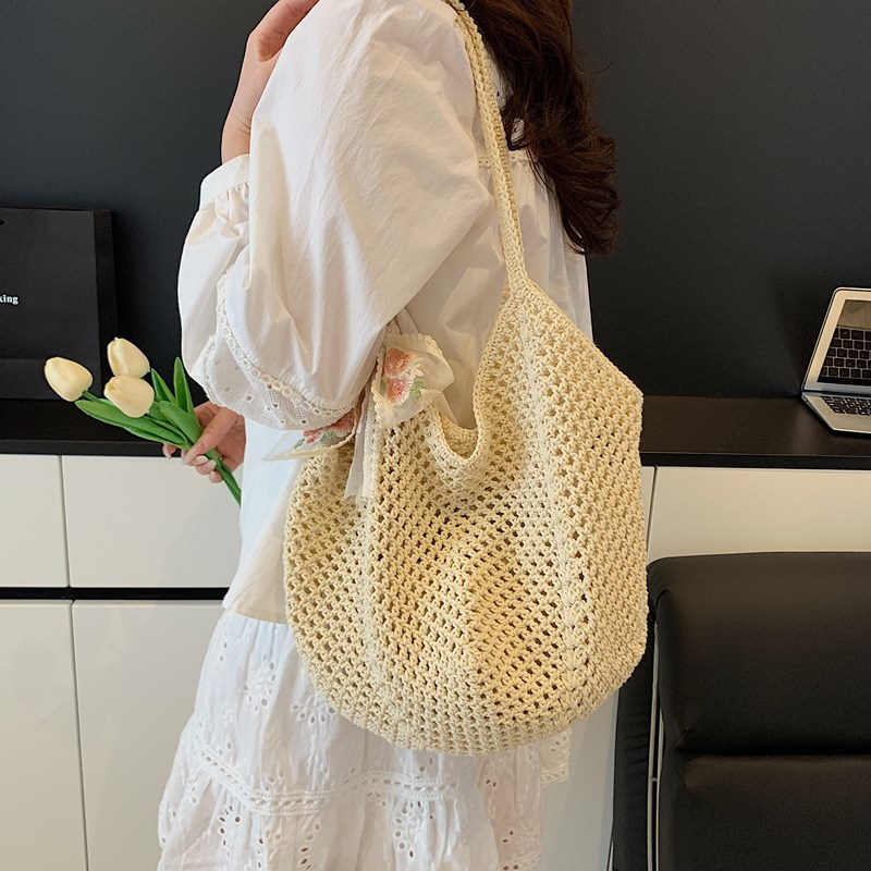Summer Lace Bow Tote Bags Wome – Crochet Bag Raffia recenzja i cena