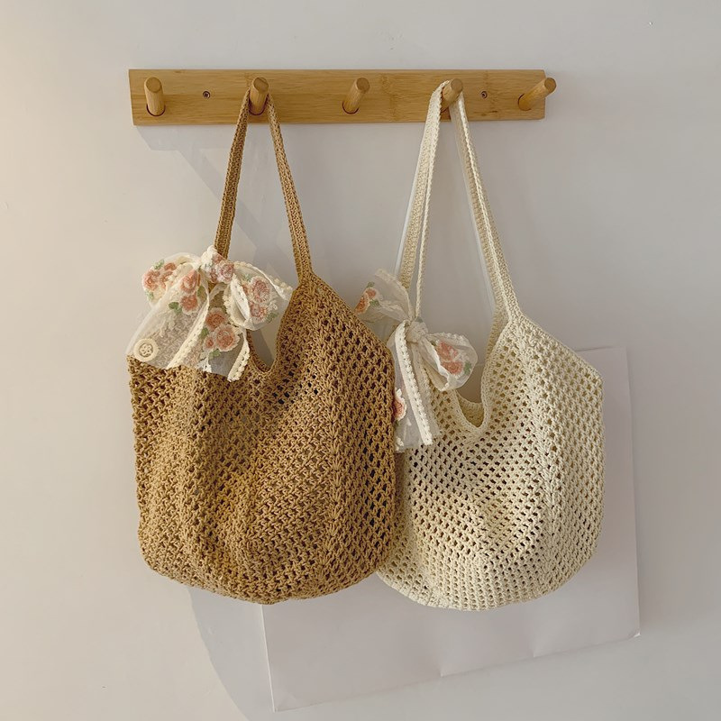 Summer Lace Bow Tote Bags Wome – Crochet Bag Raffia recenzja i cena