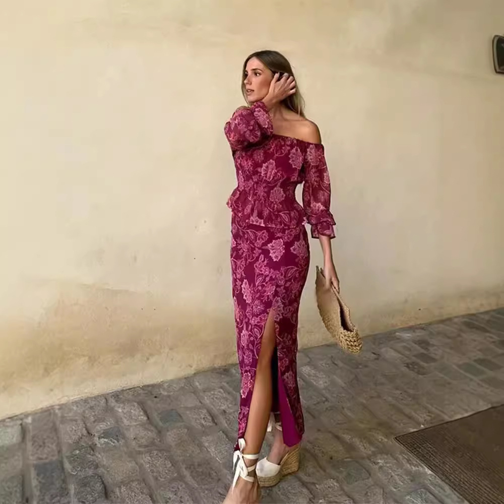 Women's Fashion Printed Off-Sh – Blouse Off Shoulder recenzja i cena