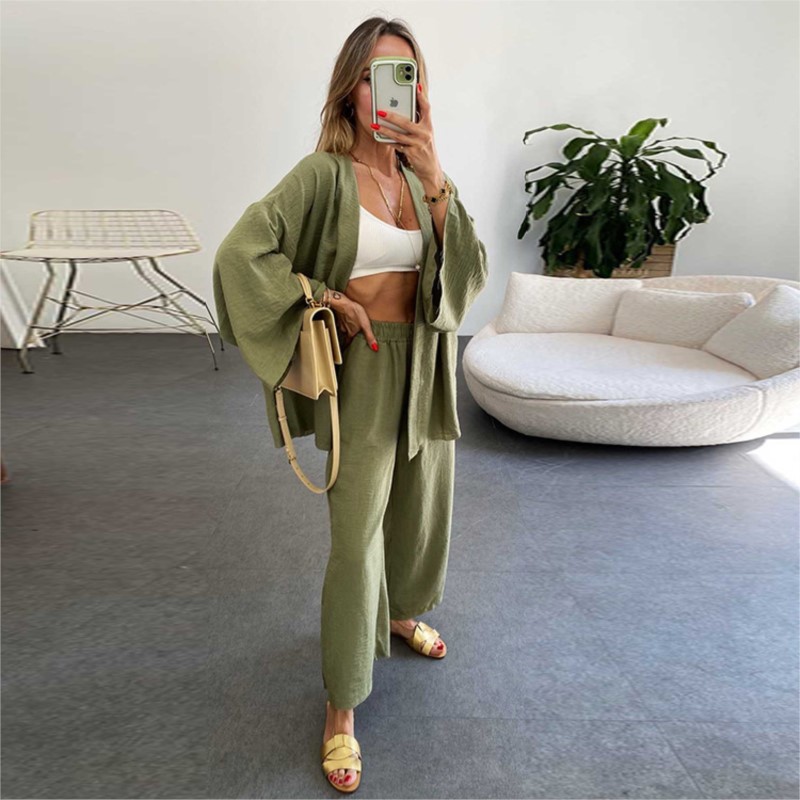 Women's Linen Trouser Suit Wit – Linen Pant Wide recenzja i cena