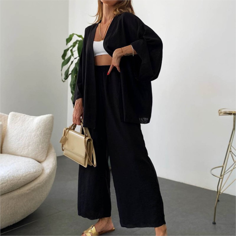 Women's Linen Trouser Suit Wit – Linen Pant Wide recenzja i cena