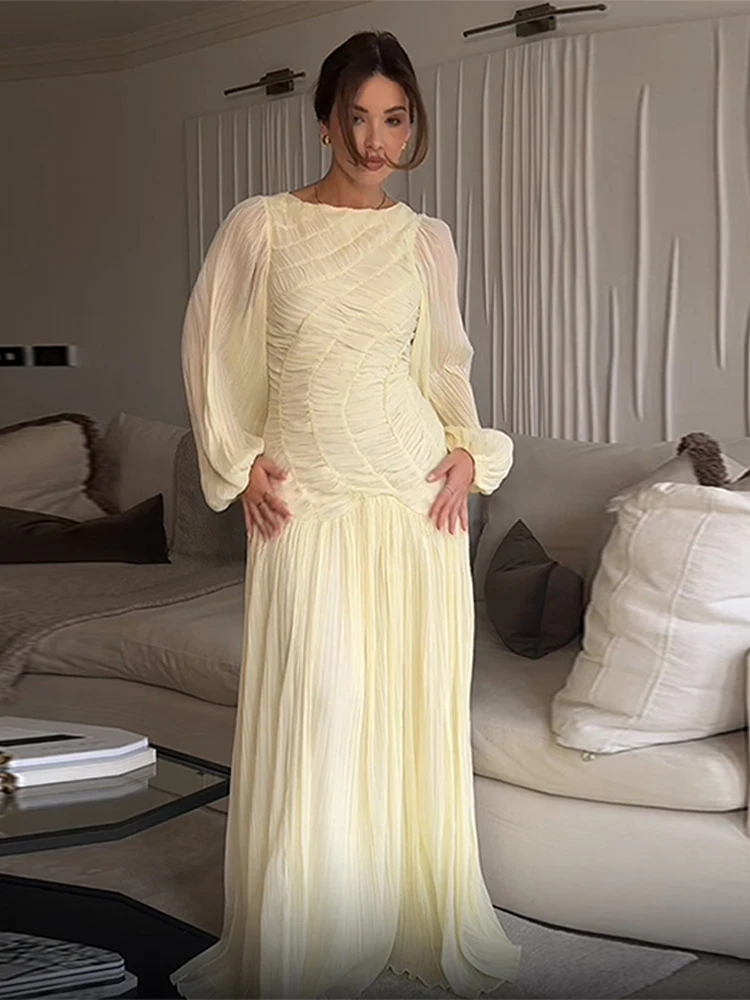 BWQ Elegant Chiffon Pleated Lo – Linen Dress Wrap recenzja i cena