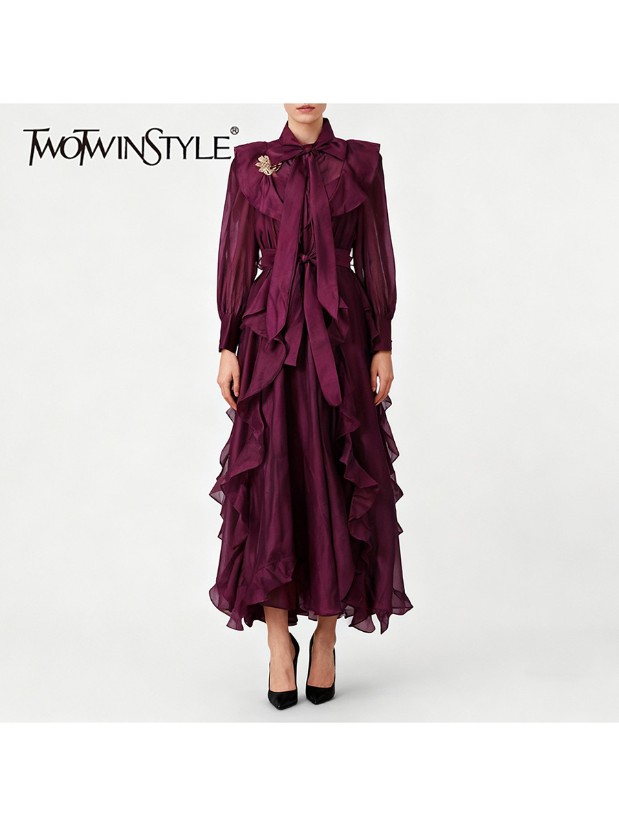 TWOTWINSTYLE Solid Spliced Ruf – Linen Dress Wrap recenzja i cena