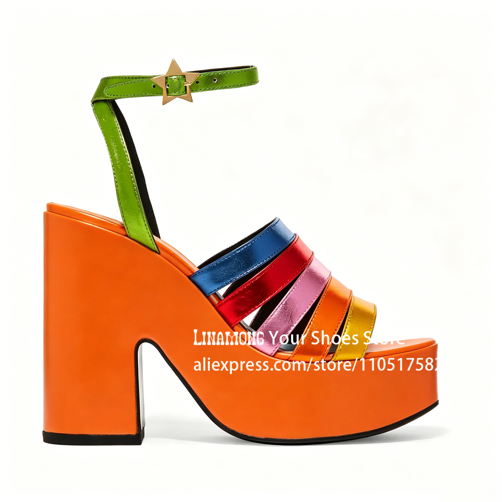 Multicolor Strappy Chunky Heel – Sandal Strappy Heeled recenzja i cena