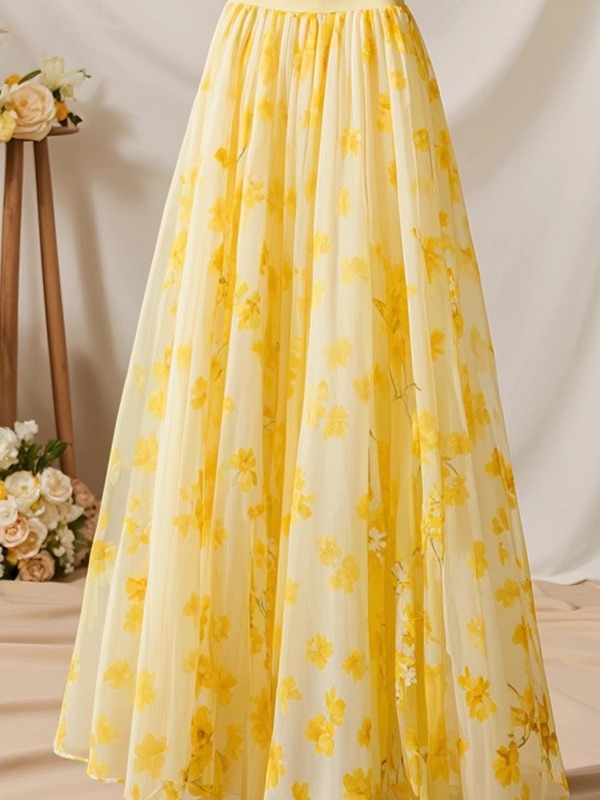Summer 2026 High Waist Yellow  – Midi Skirt Floral recenzja i cena