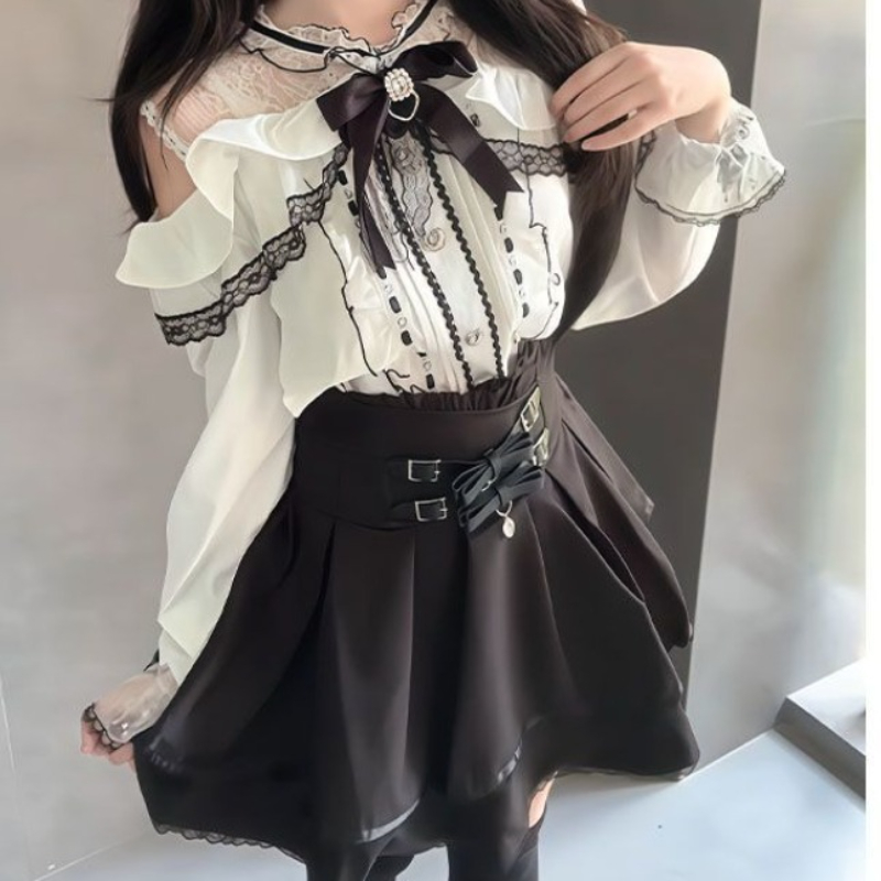 Japanese Gothic Y2k Lolita Sty – Blouse Off Shoulder recenzja i cena