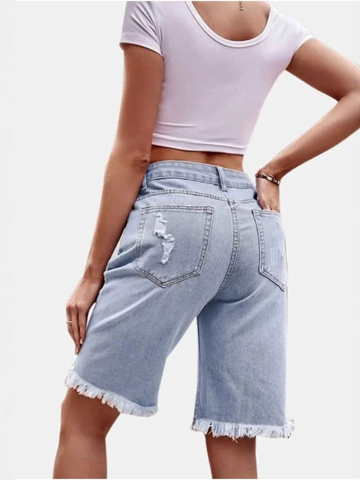 Women's High Waist Ripped Cott – Shorts Denim Frayed recenzja i cena