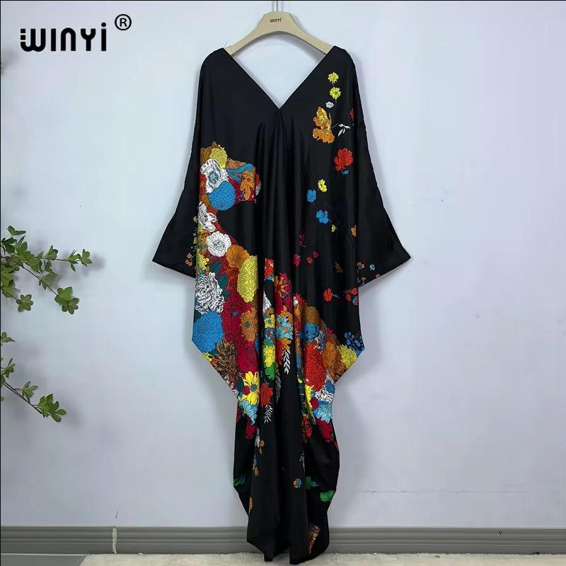 WINYI print summer maxi dress  – Cover Up Kaftan recenzja i cena