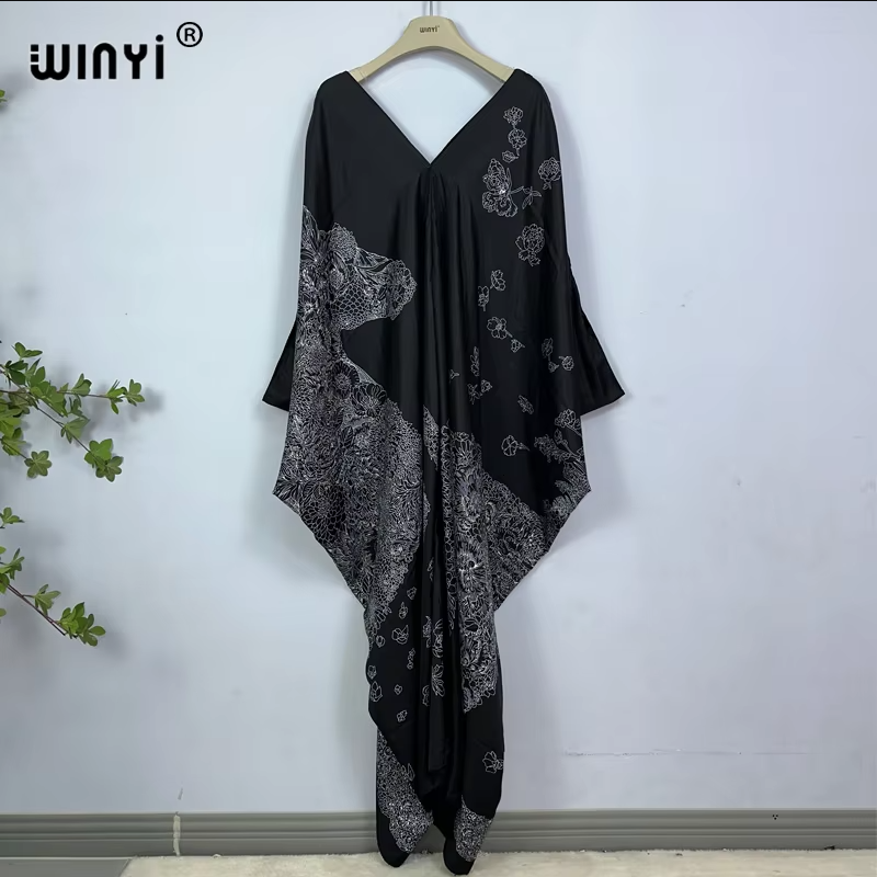 WINYI print summer maxi dress  – Cover Up Kaftan recenzja i cena