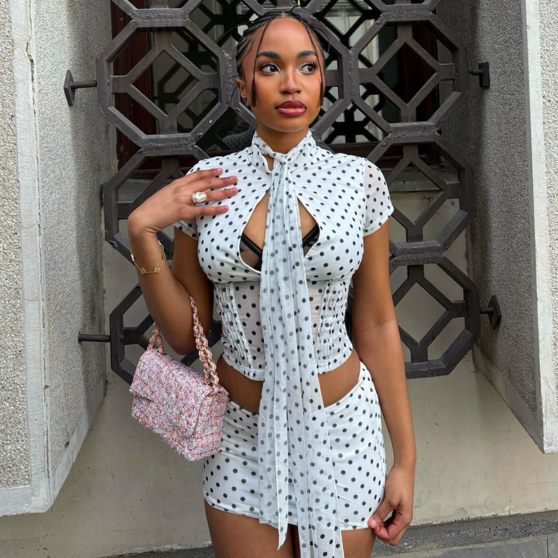 Leosoxs Women's Polka Dot Prin – Crop Top Crochet recenzja i cena