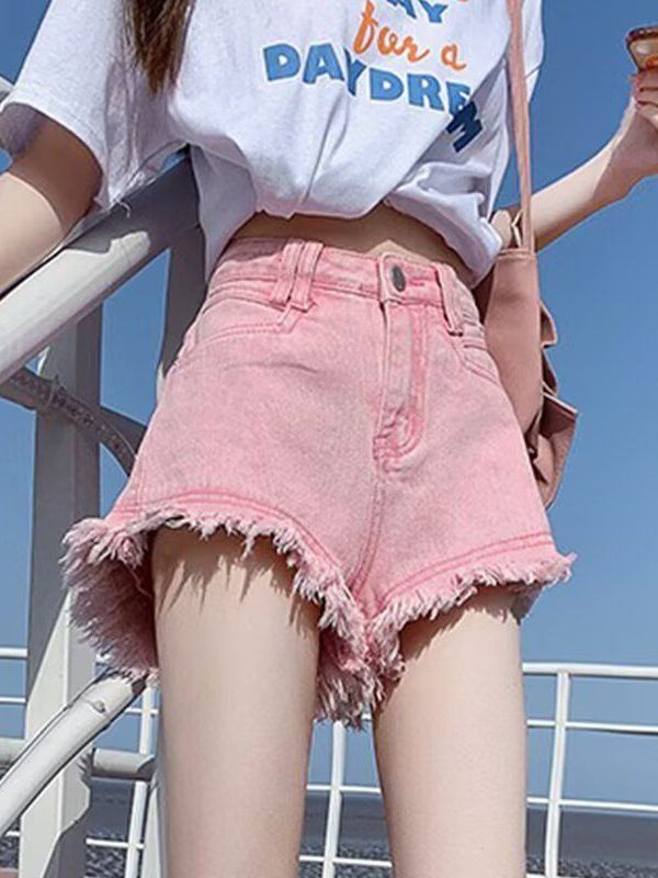 High Waist White Denim Shorts  – Shorts Denim Frayed recenzja i cena