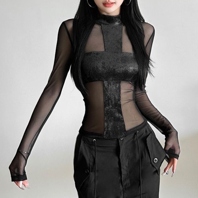 American Style Mesh Long Sleev – Blouse Off Shoulder recenzja i cena