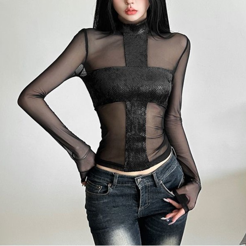 American Style Mesh Long Sleev – Blouse Off Shoulder recenzja i cena