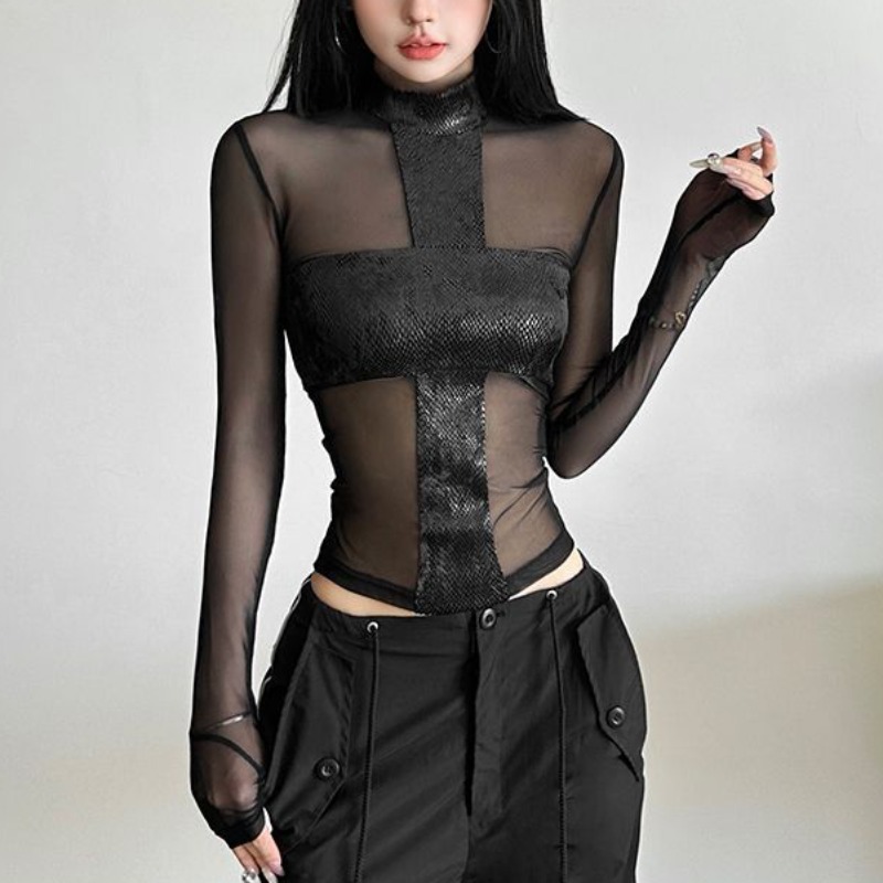 American Style Mesh Long Sleev – Blouse Off Shoulder recenzja i cena
