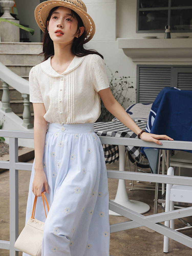 Vintage White Shirt Floral Emb – Midi Skirt Floral recenzja i cena
