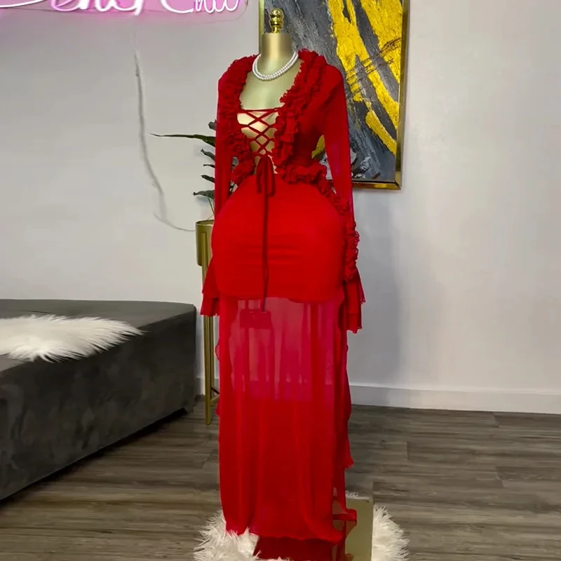 Fashion Women Set Mesh Full Sl – Crop Top Crochet recenzja i cena