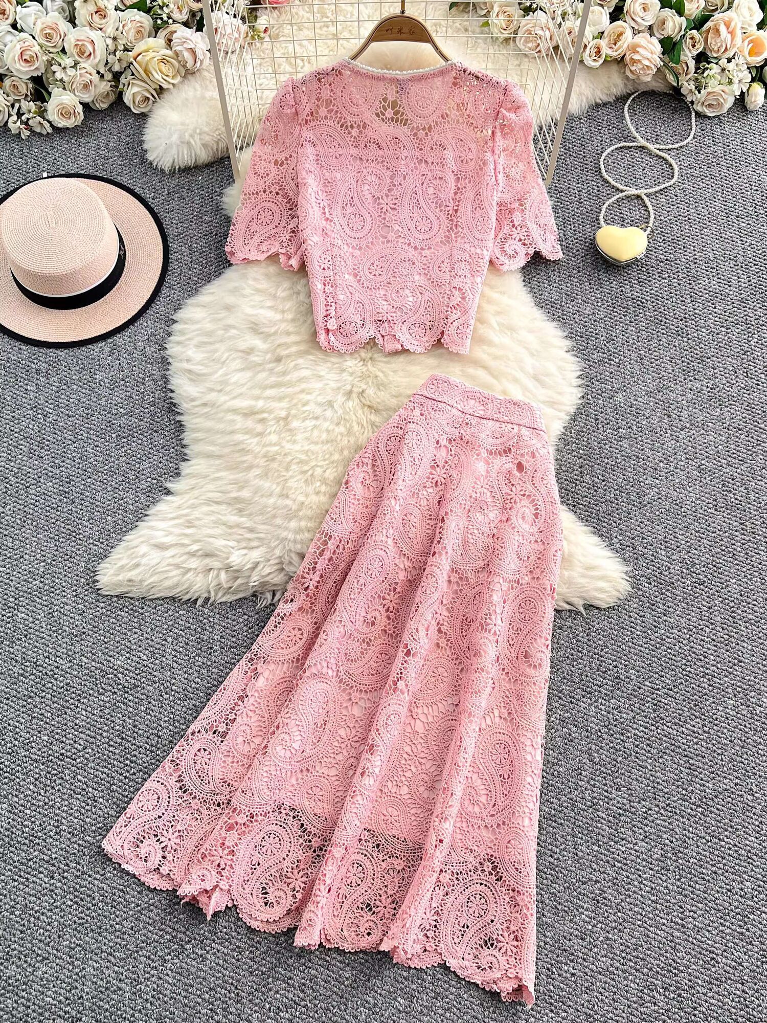 Elegant Pearl Long Dress Suits – Midi Skirt Floral recenzja i cena