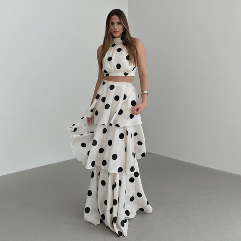 Vintage Polka Dot Matching Set – Crop Top Crochet recenzja i cena