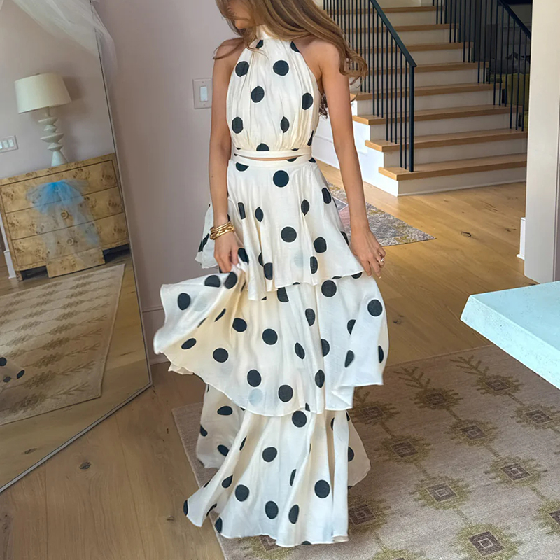 Vintage Polka Dot Matching Set – Crop Top Crochet recenzja i cena