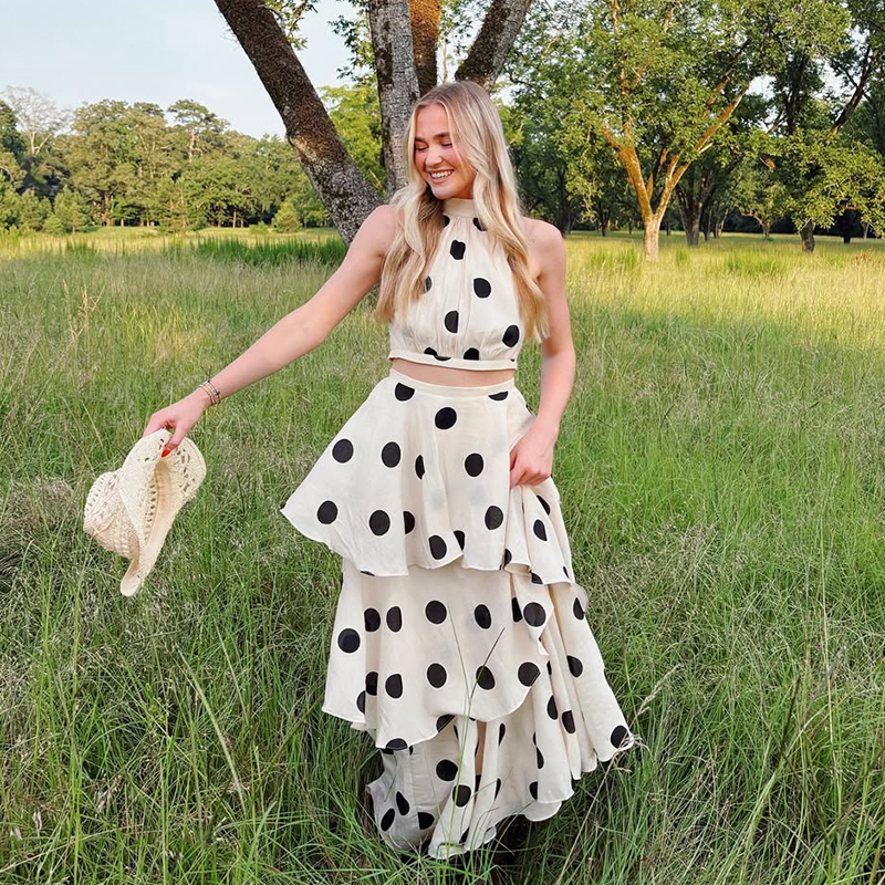 Vintage Polka Dot Matching Set – Crop Top Crochet recenzja i cena