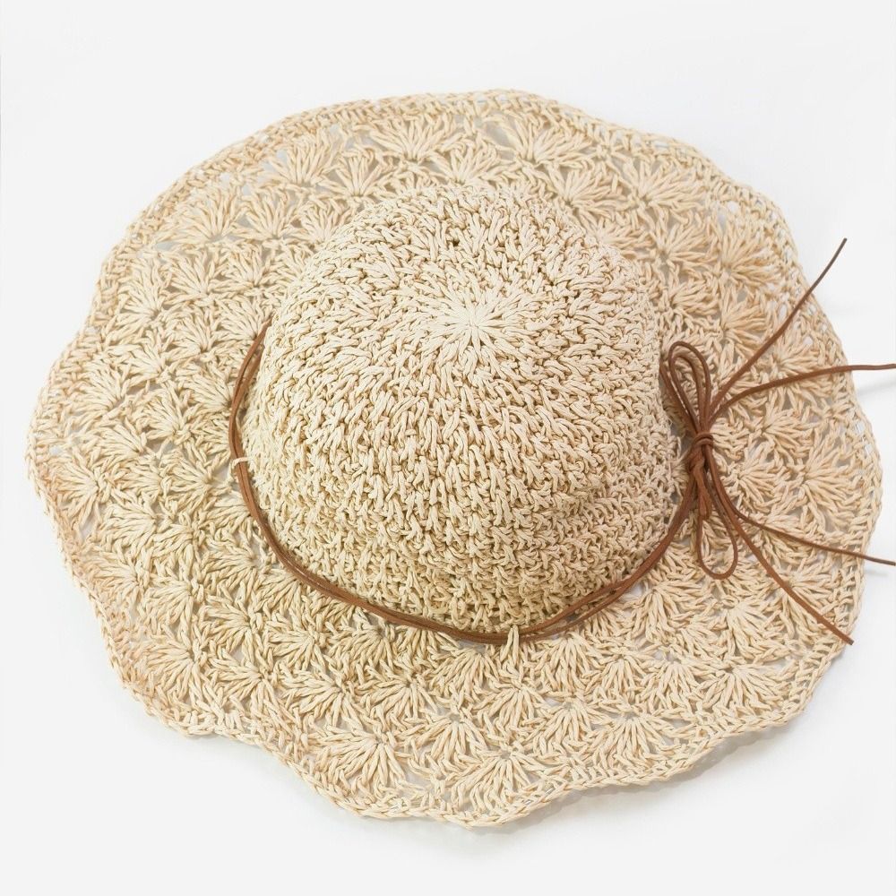 Handwoven Crochet Straw Hat Fo – Hat Floppy Wide recenzja i cena