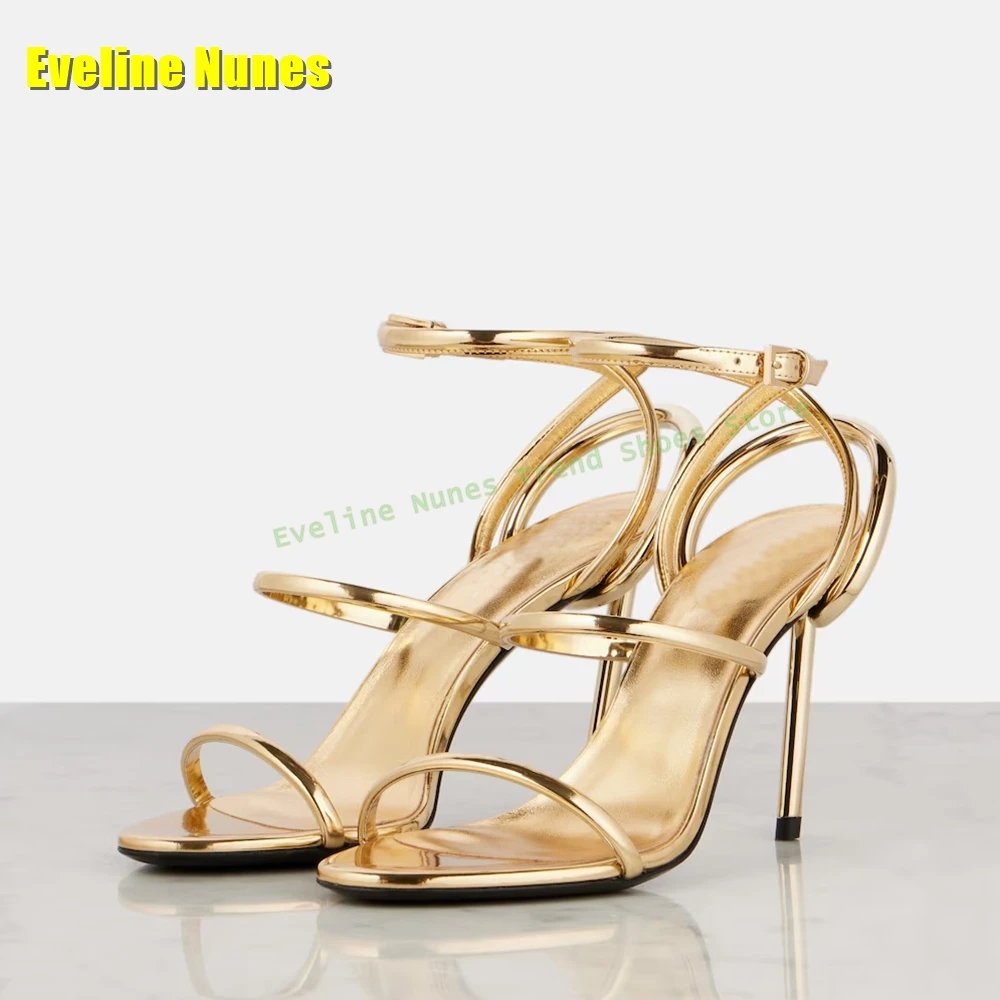 Golden Strappy Metallic Leathe – Sandal Strappy Heeled recenzja i cena